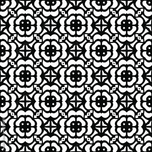 floral seamless pattern background.Geometric ornament for wallpapers and backgrounds. Black and white pattern. 