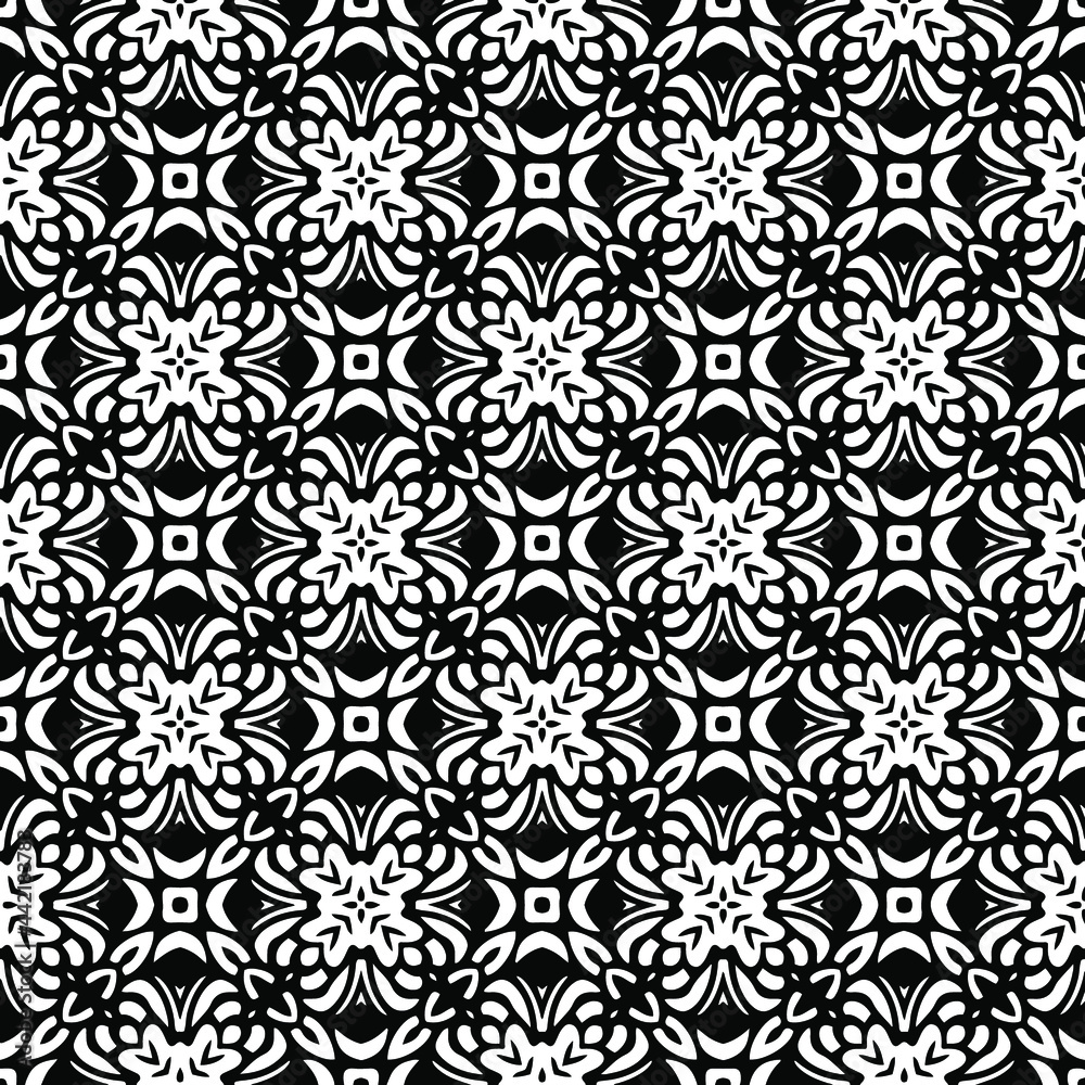 floral seamless pattern background.Geometric ornament for wallpapers and backgrounds. Black and white pattern. 