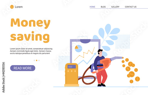 Web app with concept fuel price and economy money at petrol a vector illustration