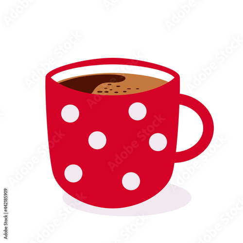 red cup with aromatic coffee inside. flat vector illustration