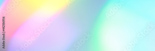 holograph foil background. Pastel color paper. Retro trend design. Vintage fantasy cover. Chrome holo art. Modern effect. Rainbow metallic material. Fabric glitch. Horizontal banner photo