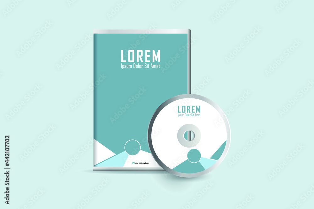 Stylized DVD Cover design template. Luxury, Modern, Elegant, Professional Minimalist Business DVD cover design design with disk label design. Vector illustration