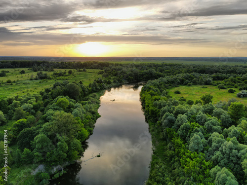 Seim river Ukraine. View from the drone.