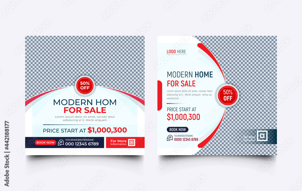 Real estate home for sale social media promotion template set