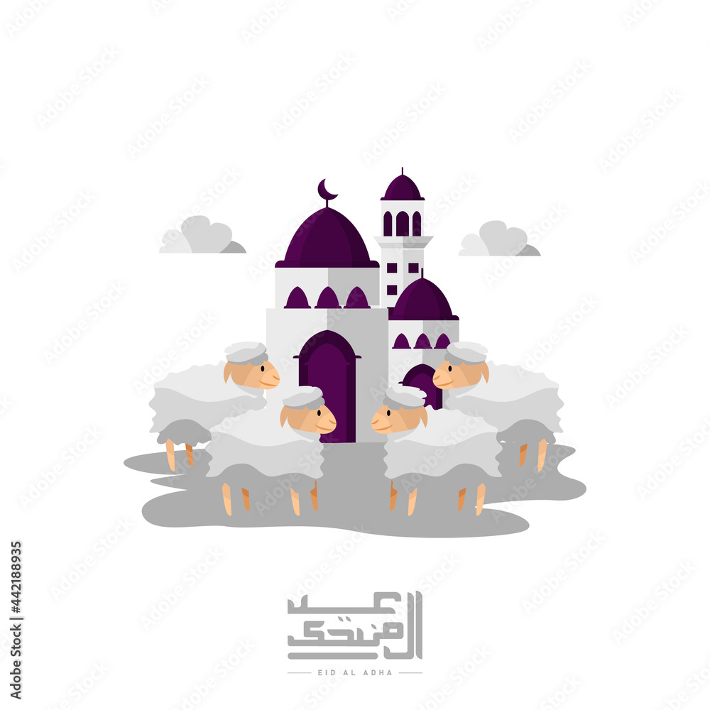 Illustration design eid al adha vector isolated on white background Illustration design eid al adha vector isolated on white background