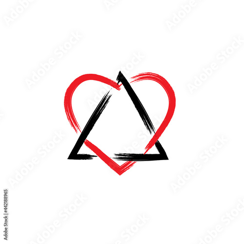 Triangle heart adoption symbol brush stroke icon. Clipart image isolated on white background. Clipart image isolated on white background