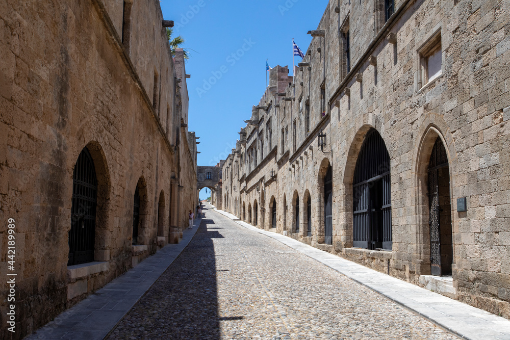 street of the Knights Hospitallers in the city of Rhodes, Greece, horizontal..