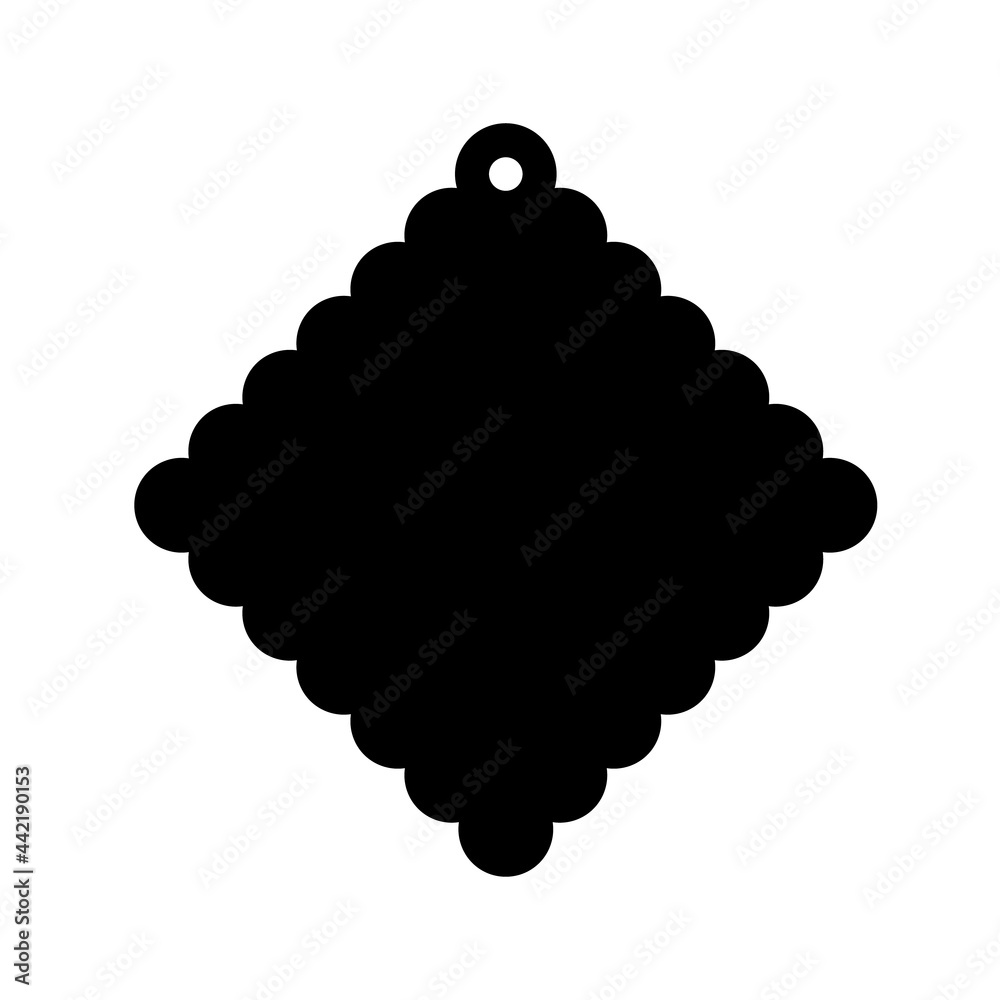 Scalloped diamond shaped hang tag outline icon. Clipart image isolated ...