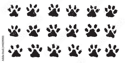 Ink Dog's Paw, Cat`s Paw, grunge style, Vector.