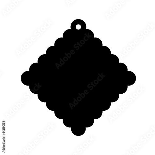 Scalloped diamond shaped hang tag outline icon. Clipart image isolated on white background