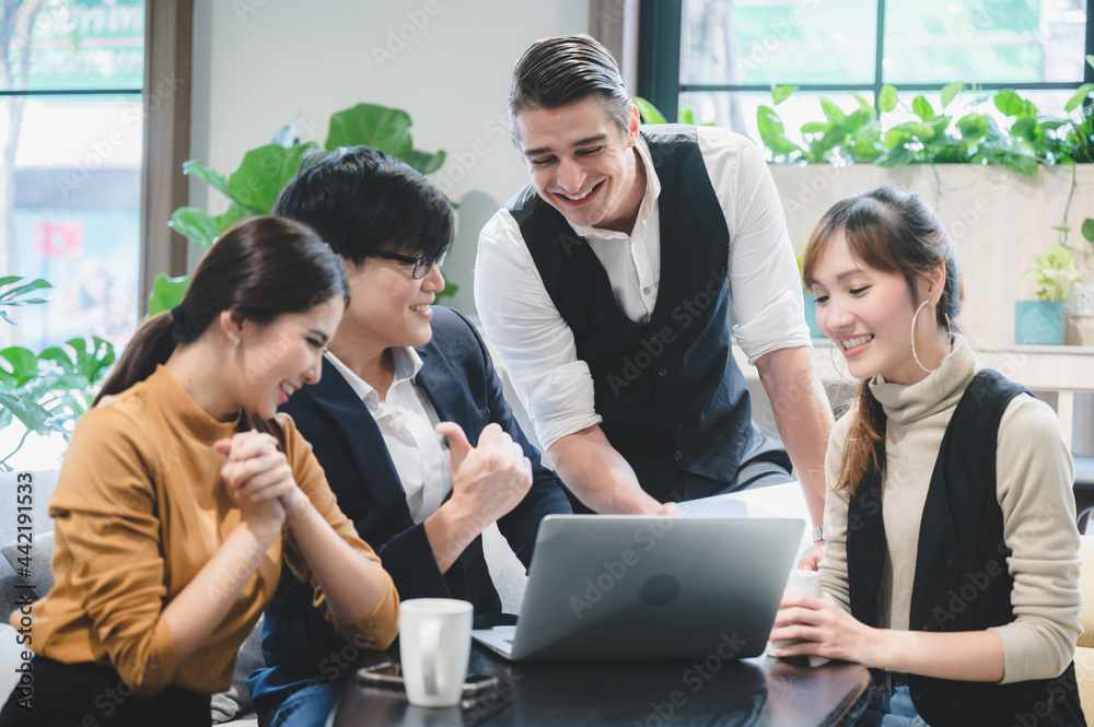 Obraz premium professional business person team colleague meeting and discussion, group working with corporate teamwork, talking for cooperation idea brainstorming, occupation strategy