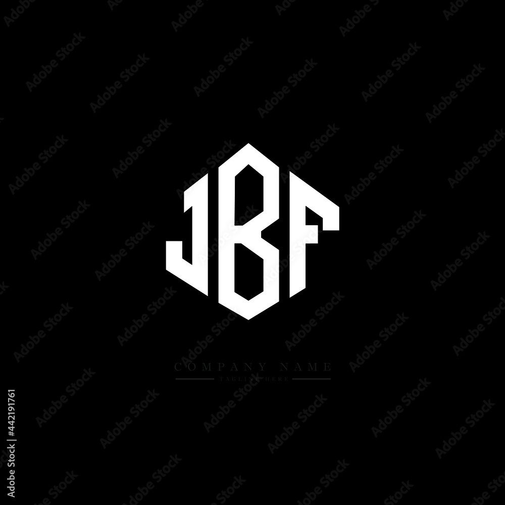 JBF letter logo design with polygon shape. JBF polygon logo monogram. JBF cube logo design. JBF hexagon vector logo template white and black colors. JBF monogram, JBF business and real estate logo. 
