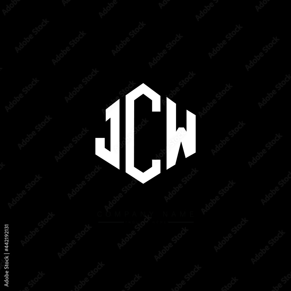 JCW letter logo design with polygon shape. JCW polygon logo monogram. JCW cube logo design. JCW hexagon vector logo template white and black colors. JCW monogram, JCW business and real estate logo. 