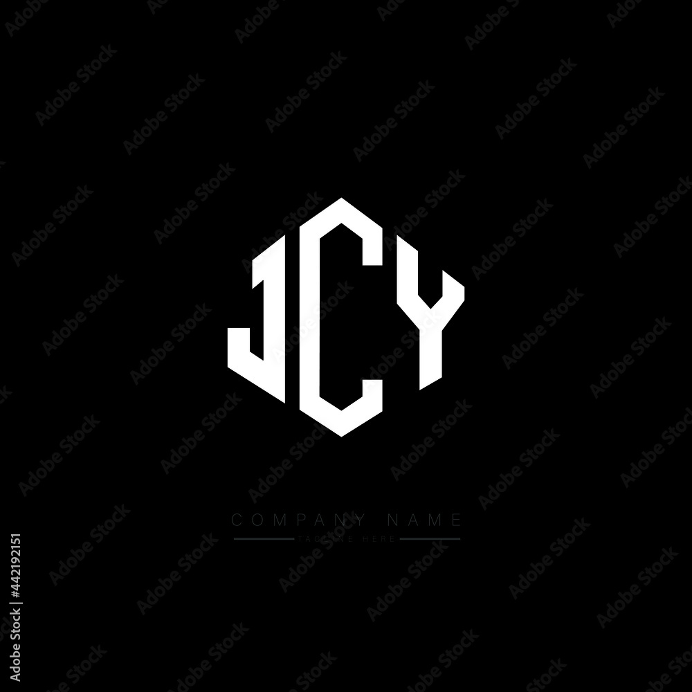 JCY letter logo design with polygon shape. JCY polygon logo monogram. JCY cube logo design. JCY hexagon vector logo template white and black colors. JCY monogram, JCY business and real estate logo. 
