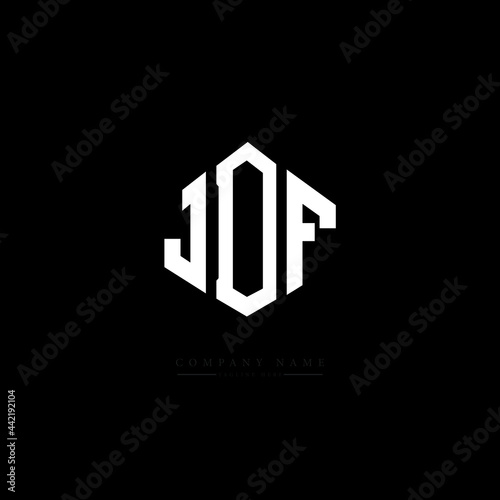 JDF letter logo design with polygon shape. JDF polygon logo monogram. JDF cube logo design. JDF hexagon vector logo template white and black colors. JDF monogram, JDF business and real estate logo. 