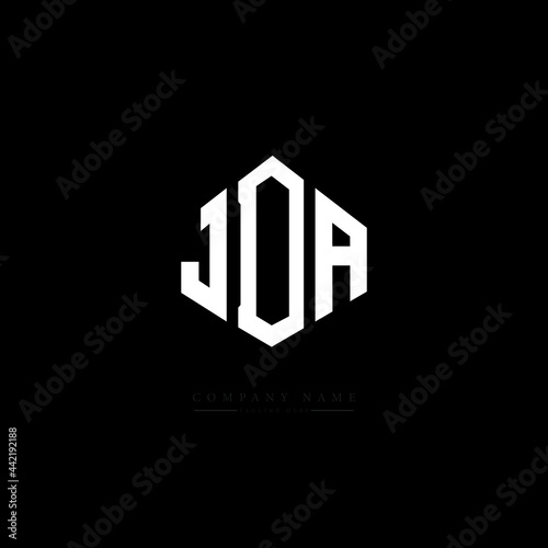 JDA letter logo design with polygon shape. JDA polygon logo monogram. JDA cube logo design. JDA hexagon vector logo template white and black colors. JDA monogram  JDA business and real estate logo. 