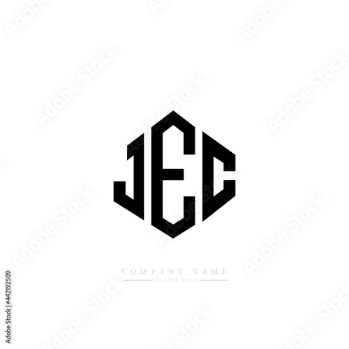 JEC letter logo design with polygon shape. JEC polygon logo monogram. JEC cube logo design. JEC hexagon vector logo template white and black colors. JEC monogram, JEC business and real estate logo. 