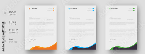 corporate modern letterhead design template with yellow, blue and green color. creative modern letter head design template for your project. letterhead, letter head, simple letterhead design.