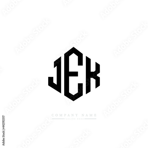 JEK letter logo design with polygon shape. JEK polygon logo monogram. JEK cube logo design. JEK hexagon vector logo template white and black colors. JEK monogram, JEK business and real estate logo. 