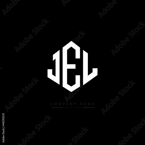JEL letter logo design with polygon shape. JEL polygon logo monogram. JEL cube logo design. JEL hexagon vector logo template white and black colors. JEL monogram, JEL business and real estate logo. 