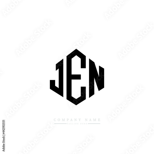 JEN letter logo design with polygon shape. JEN polygon logo monogram. JEN cube logo design. JEN hexagon vector logo template white and black colors. JEN monogram, JEN business and real estate logo. 