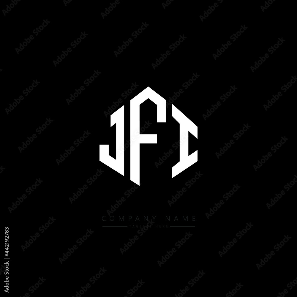 JFI letter logo design with polygon shape. JFI polygon logo monogram. JFI cube logo design. JFI hexagon vector logo template white and black colors. JFI monogram, JFI business and real estate logo. 