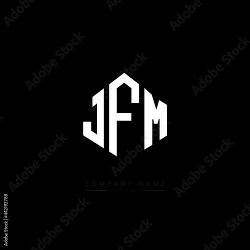 JFM letter logo design with polygon shape. JFM polygon logo monogram. JFM cube logo design. JFM hexagon vector logo template white and black colors. JFM monogram, JFM business and real estate logo. 