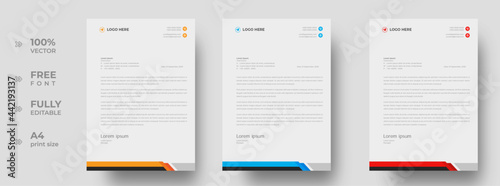 corporate modern letterhead design template with yellow, blue and red color. creative modern letter head design template for your project. letterhead, letter head, simple letterhead design.