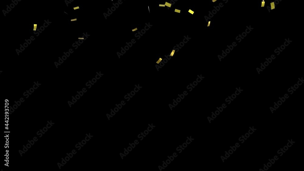 Animation of gold confetti falling on black background Animation of gold confetti falling on black background