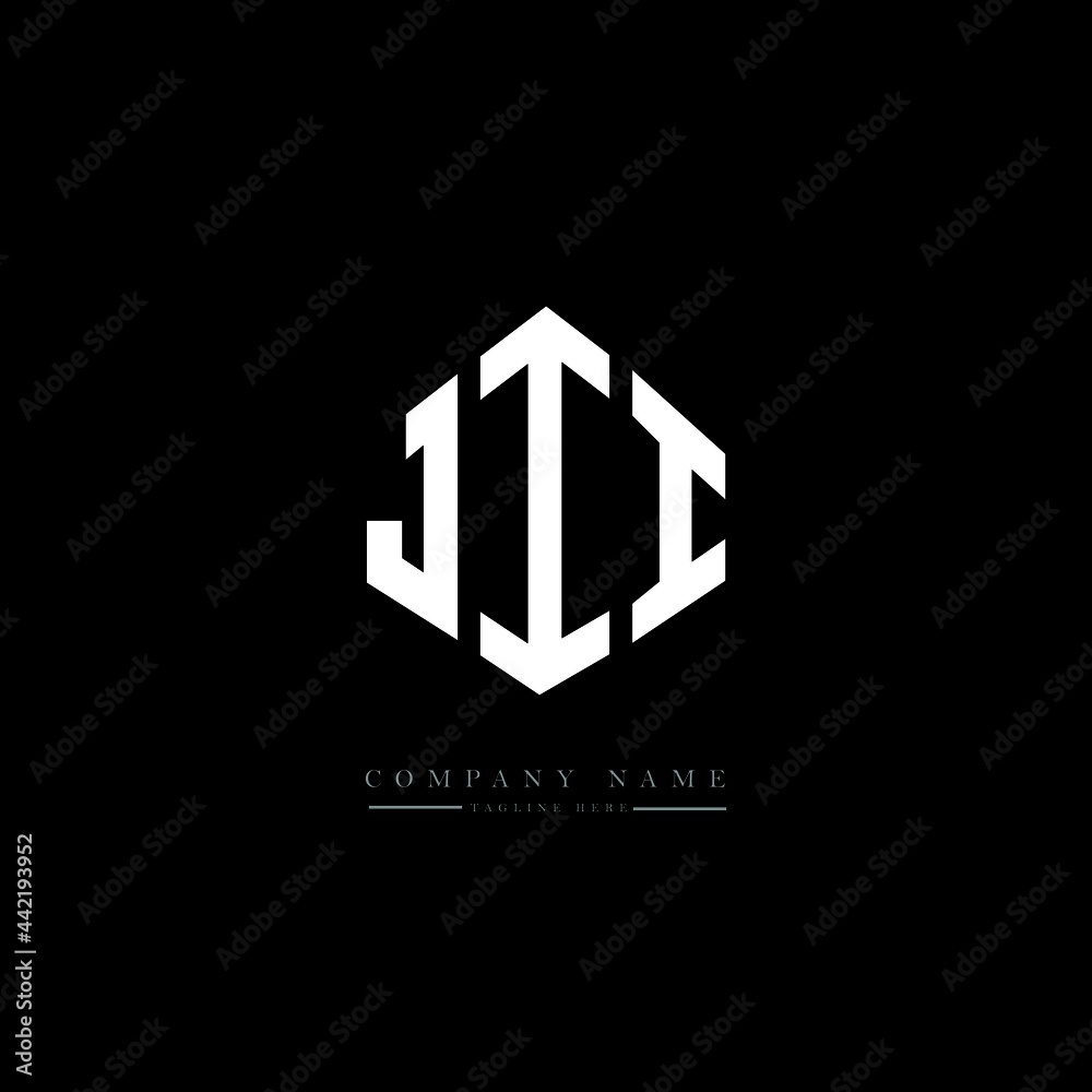 JII letter logo design with polygon shape. JII polygon logo monogram. JII cube logo design. JII hexagon vector logo template white and black colors. JII monogram, JII business and real estate logo. 