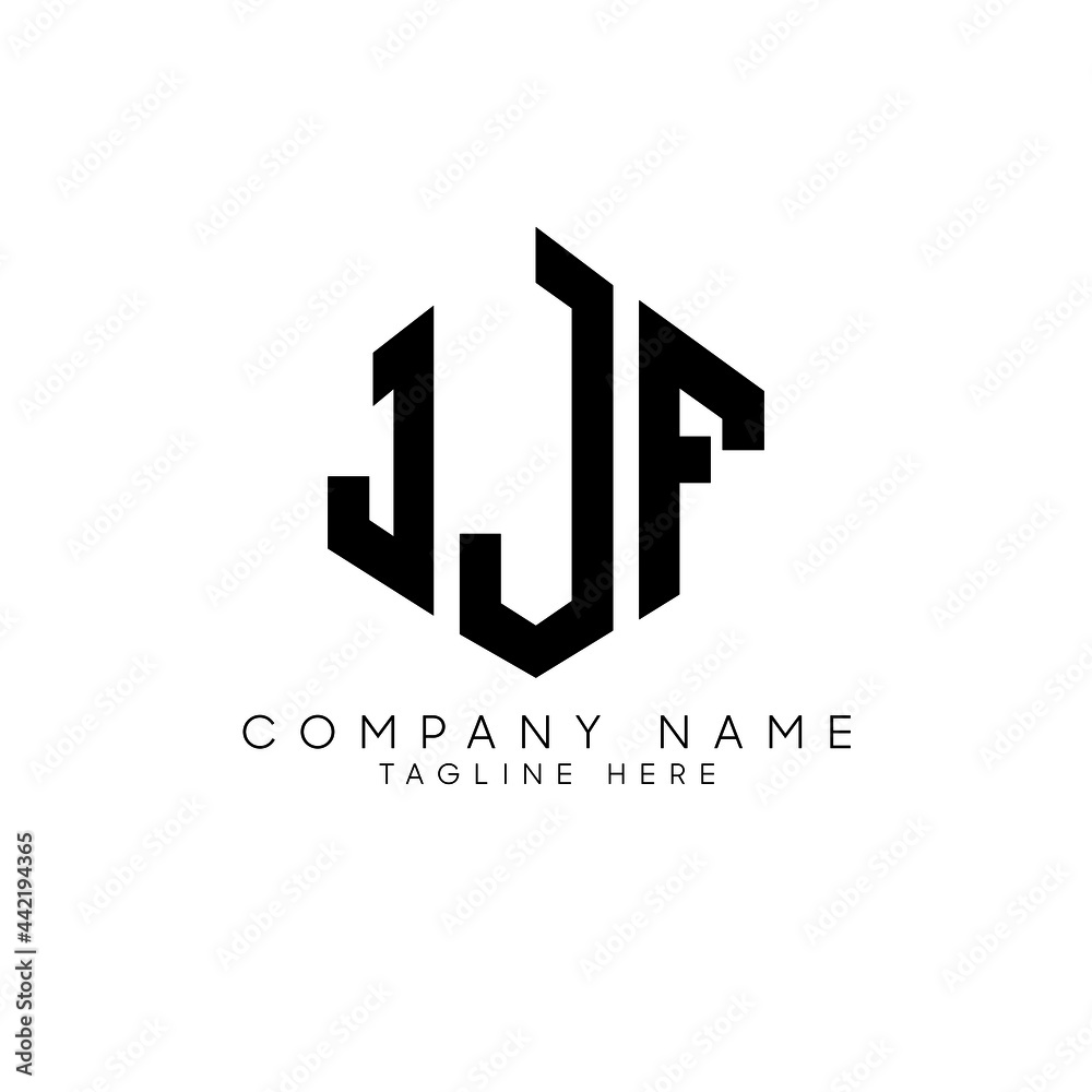 Fototapeta premium JJF letter logo design with polygon shape. JJF polygon logo monogram. JJF cube logo design. JJF hexagon vector logo template white and black colors. JJF monogram, JJF business and real estate logo. 