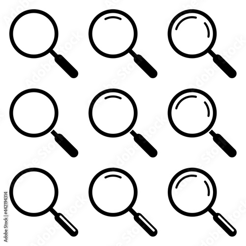 snvi39 SetNewVectorIllustration snvi - 9 magnifying glass icon . magnifier sign . search . vector set . simple flat - transparent . AI10 / EPS10 . g10612