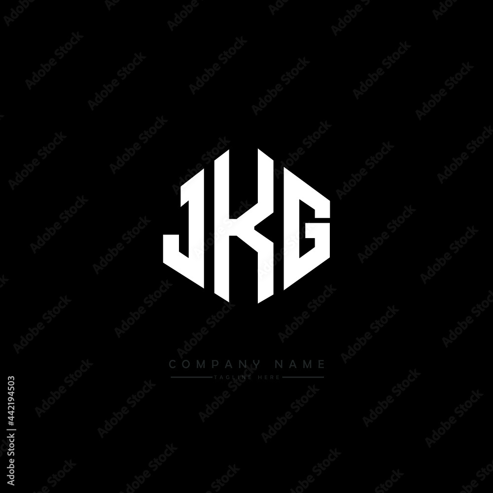 JKG letter logo design with polygon shape. JKG polygon logo monogram. JKG cube logo design. JKG hexagon vector logo template white and black colors. JKG monogram, JKG business and real estate logo. 