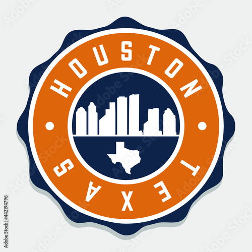 Houston, TX, USA Badge City Vector Seal. National Symbol Skyline Stamp Design Icon Label. 