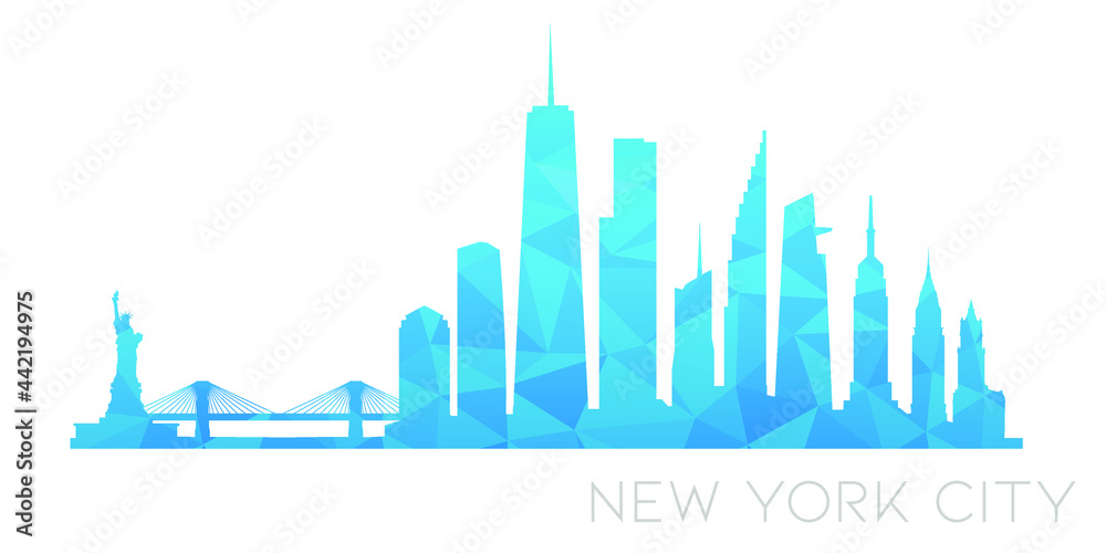 New York, NY, USA Low Poly Skyline Clip Art City Design. Geometric Polygon Graphic Horizon Icon. Vector Illustration Symbol.