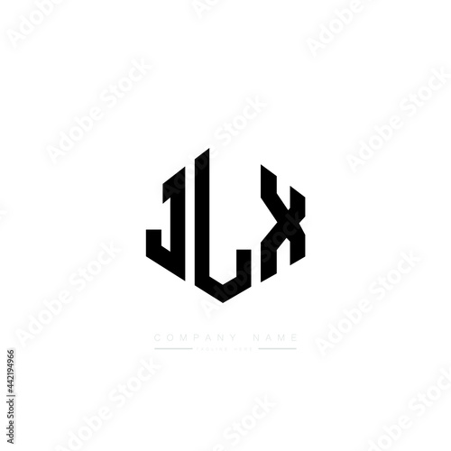 JLX letter logo design with polygon shape. JLX polygon logo monogram. JLX cube logo design. JLX hexagon vector logo template white and black colors. JLX monogram, JLX business and real estate logo.  photo