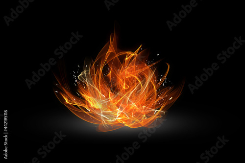 fire flame in black background