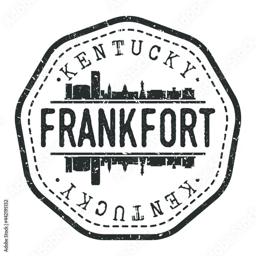 Frankfort, KY, USA Stamp Skyline Postmark. Silhouette Postal Passport. City Round Vector Icon. Vintage Postage Design. photo