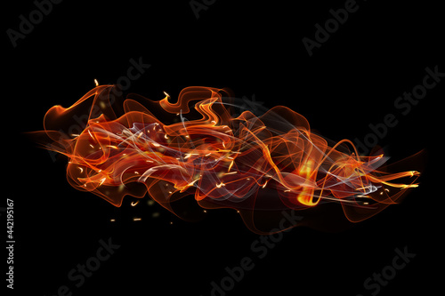 Fire Flame Smokes in black background