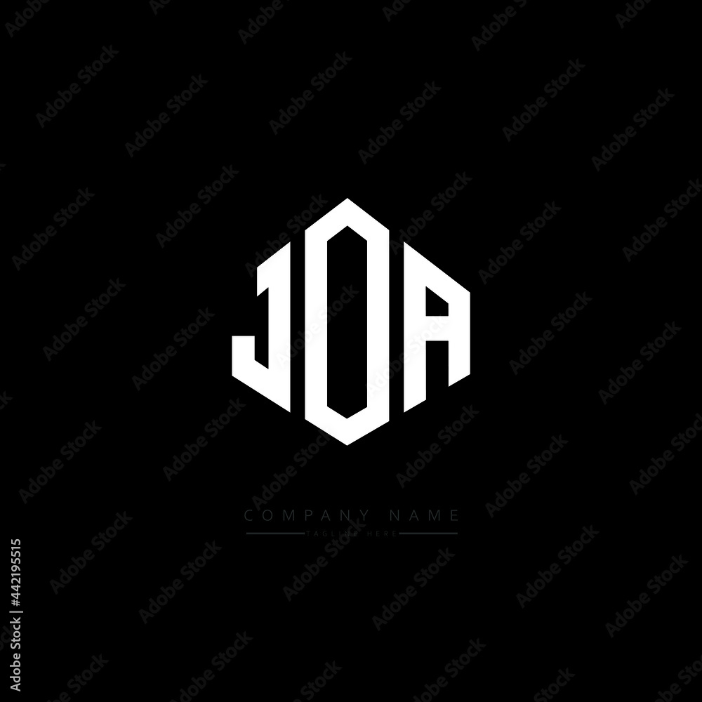 JOA letter logo design with polygon shape. JOA polygon logo monogram. JOA cube logo design. JOA hexagon vector logo template white and black colors. JOA monogram, JOA business and real estate logo. 