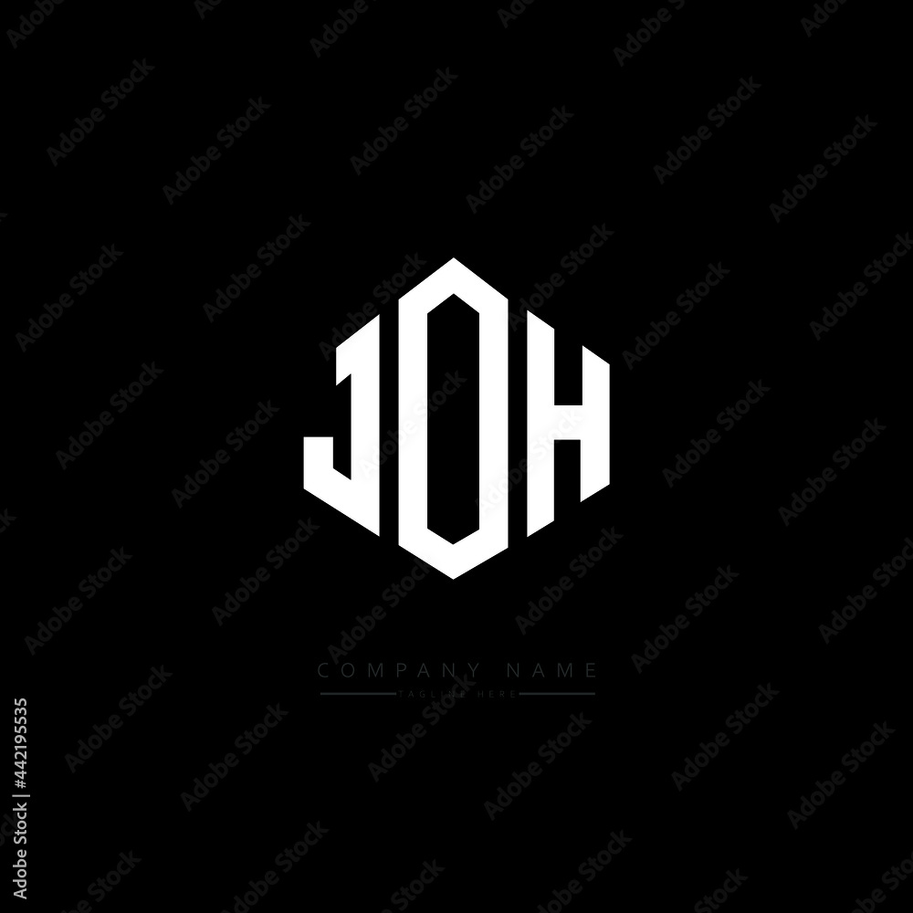 JOH letter logo design with polygon shape. JOH polygon logo monogram. JOH cube logo design. JOH hexagon vector logo template white and black colors. JOH monogram, JOH business and real estate logo. 
