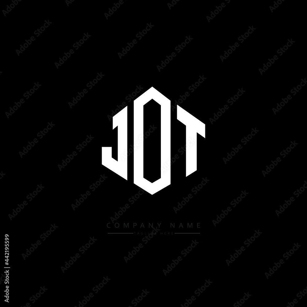 JOT letter logo design with polygon shape. JOT polygon logo monogram. JOT cube logo design. JOT hexagon vector logo template white and black colors. JOT monogram, JOT business and real estate logo. 
