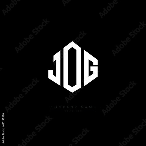 JOG letter logo design with polygon shape. JOG polygon logo monogram. JOG cube logo design. JOG hexagon vector logo template white and black colors. JOG monogram, JOG business and real estate logo. 