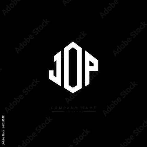 JOP letter logo design with polygon shape. JOP polygon logo monogram. JOP cube logo design. JOP hexagon vector logo template white and black colors. JOP monogram, JOP business and real estate logo. 