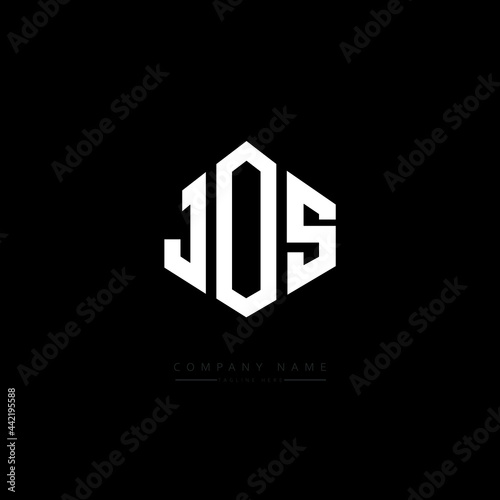 JOS letter logo design with polygon shape. JOS polygon logo monogram. JOS cube logo design. JOS hexagon vector logo template white and black colors. JOS monogram, JOS business and real estate logo. 