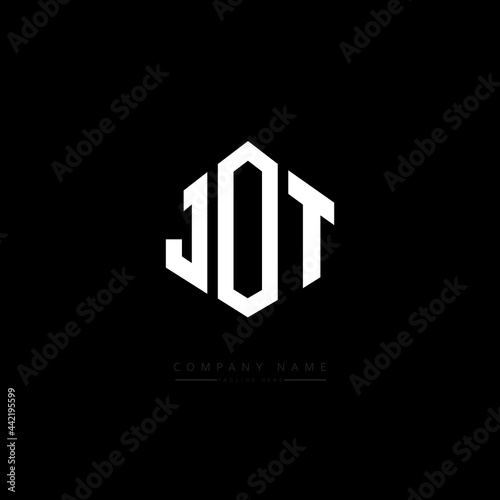 JOT letter logo design with polygon shape. JOT polygon logo monogram. JOT cube logo design. JOT hexagon vector logo template white and black colors. JOT monogram, JOT business and real estate logo. 