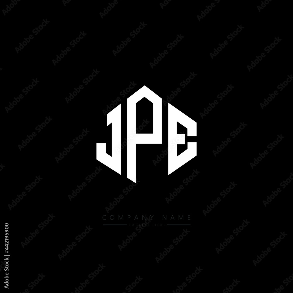 JPE letter logo design with polygon shape. JPE polygon logo monogram. JPE cube logo design. JPE hexagon vector logo template white and black colors. JPE monogram, JPE business and real estate logo. 