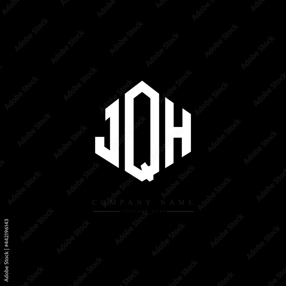 JQH letter logo design with polygon shape. JQH polygon logo monogram. JQH cube logo design. JQH hexagon vector logo template white and black colors. JQH monogram, JQH business and real estate logo. 