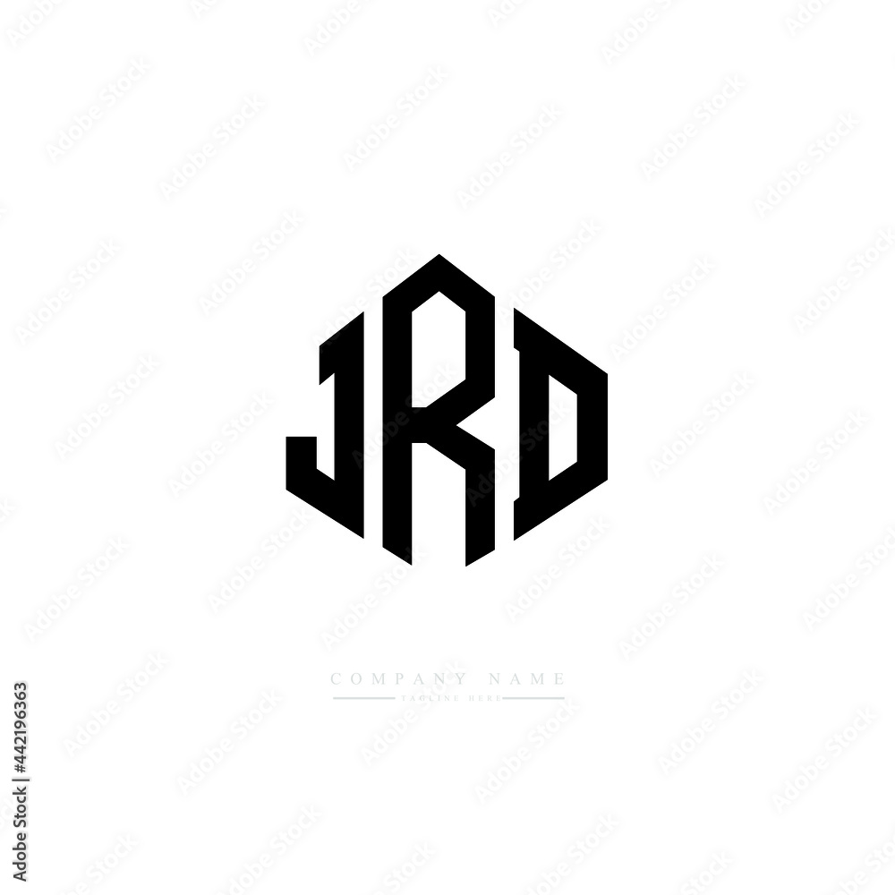 JRD letter logo design with polygon shape. JRD polygon logo monogram. JRD cube logo design. JRD hexagon vector logo template white and black colors. JRD monogram, JRD business and real estate logo. 
