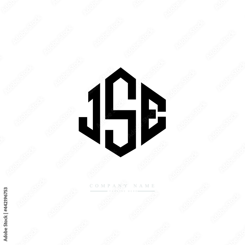 JSE letter logo design with polygon shape. JSE polygon logo monogram. JSE cube logo design. JSE hexagon vector logo template white and black colors. JSE monogram, JSE business and real estate logo. 